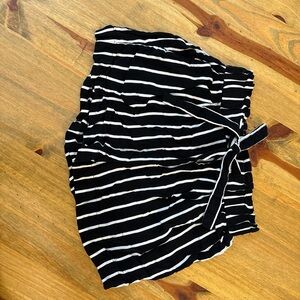 Ambiance Black and White Striped High Waist Shorts